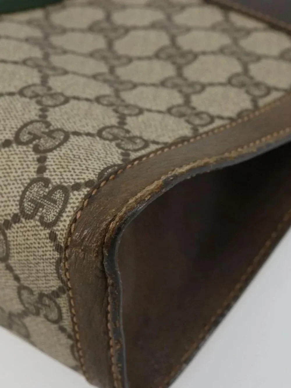 GUCCI GG Supreme Web Sherry Line Clutch Bag PVC Beige 67 014 2125 Auth BA13385